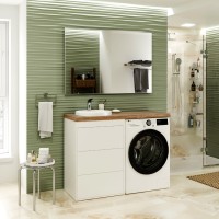 GRAFIT - 60 Тумба напольная 3 ящ. БЕЛАЯ под стиральную машину ПВХ