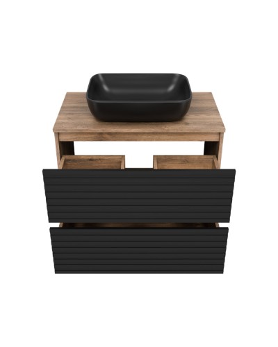 DAKOTA - 80 Тумба напольная 2 ящ.  (ДСП (Дуб Гал. Черный кварц)