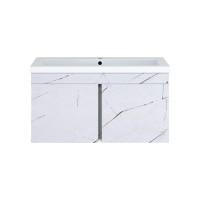 Торос -100 Тумба подвесная прямая белый мрамор ПВХ