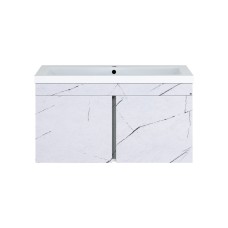 Торос -100 Тумба подвесная прямая белый мрамор ПВХ