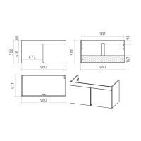 Торос -100 Тумба подвесная прямая серый мрамор ПВХ
