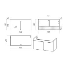 Торос -100 Тумба подвесная прямая белый мрамор ПВХ