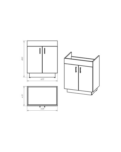 Амбра - 65 тумба прямая белая