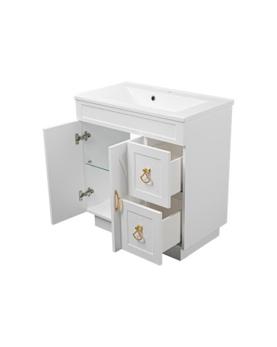 Амбра - 80 тумба белая с 2 ящ.