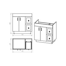 Амбра - 80 тумба белая с 2 ящ.