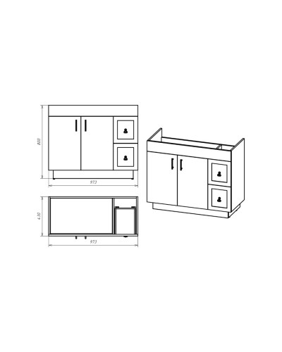 Амбра -100 Тумба черная матовая с 2 ящ.