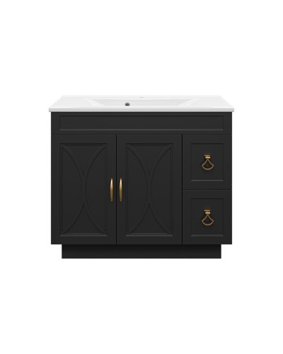 Амбра -100 Тумба черная матовая с 2 ящ.