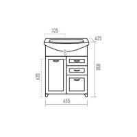 Дрея - 65 Тумба с 2-мя ящ. (корзина)