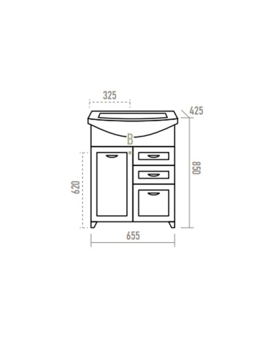 Дрея - 65 Тумба с 2-мя ящ. (корзина)