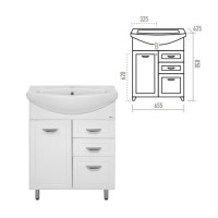 Дрея - 65 Тумба с 2-мя ящ. (корзина)