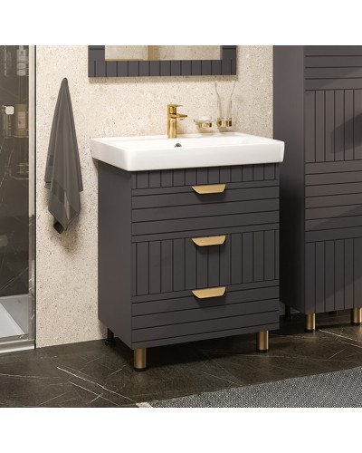 GLOSTER - 70 Тумба с 3 ящ. напольная, графит