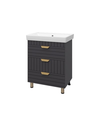 GLOSTER - 70 Тумба с 3 ящ. напольная, графит