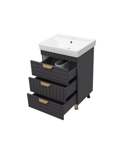 GLOSTER - 60 Тумба с 3 ящ. напольная, графит