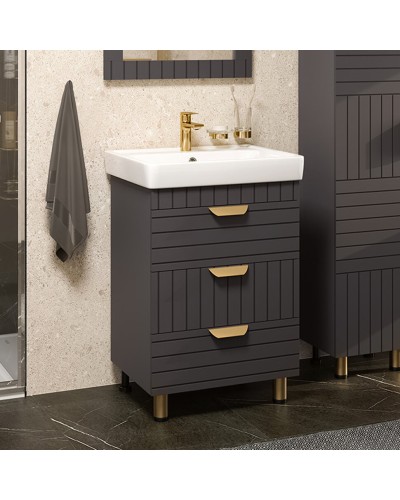 GLOSTER - 60 Тумба с 3 ящ. напольная, графит