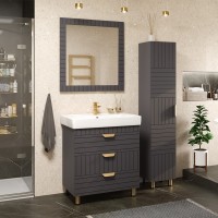 GLOSTER - 80 Тумба с 3 ящ. напольная, графит