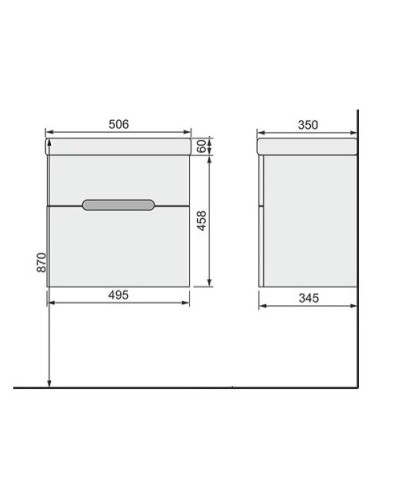 Тумба под раковину Jorno Moduo Slim 50 Mod.01.50/P/W подвесная Белый глянец