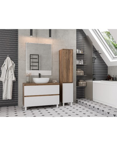 DAKOTA -100 Тумба напольная 2 ящ.  (ДСП (Дуб Гал/ Белый)