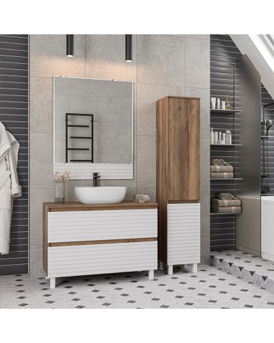 DAKOTA -100 Тумба напольная 2 ящ.  (ДСП (Дуб Гал/ Белый)