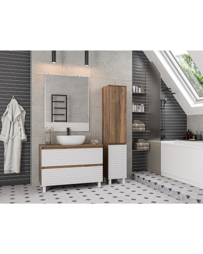 DAKOTA - 80 Тумба напольная 2 ящ.  (ДСП (Дуб Гал/ Белый)