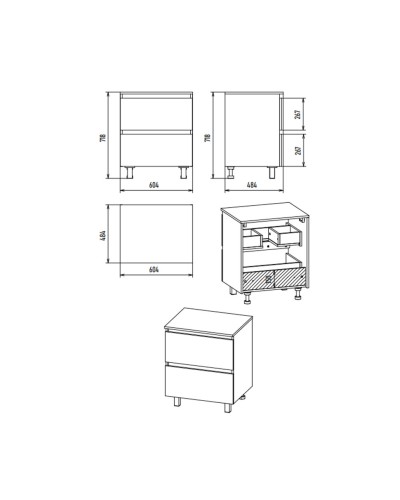 DAKOTA - 60 Тумба напольная 2 ящ.  (ДСП (Дуб Гал/ Белый)