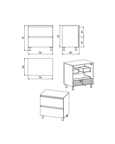 DAKOTA - 70 Тумба напольная 2 ящ.  (ДСП (Дуб Гал/ Белый)