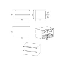 DAKOTA - 70 Тумба подвесная 2 ящ. (ДСП (Дуб Гал. Черный кварц)