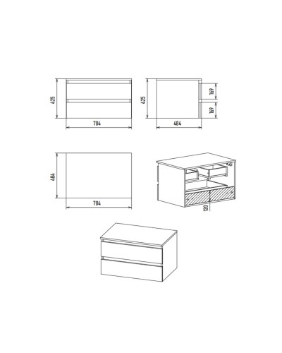 DAKOTA - 70 Тумба подвесная 2 ящ. (ДСП (Дуб Гал. Черный кварц)