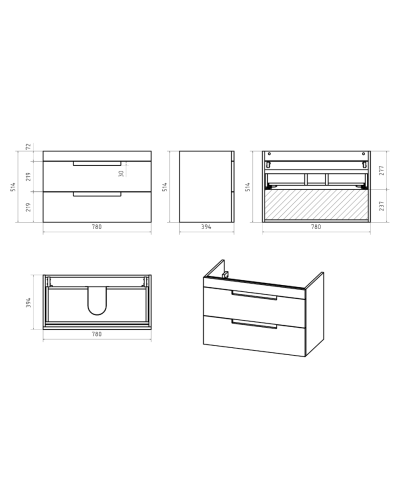 ARIANA - 80 Тумба подвесная с 2 ящ. капучино (эмаль)