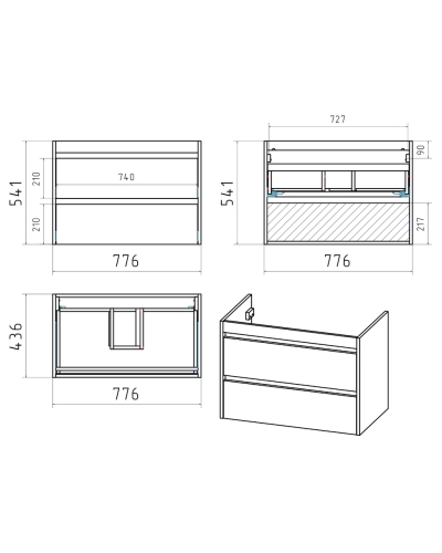 BALATON - 80 Тумба подвесная с 2 ящ., белый
