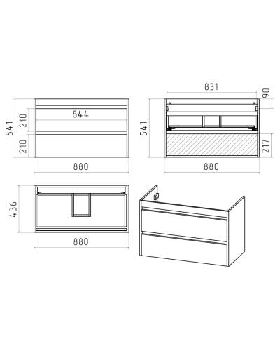 BALATON - 90 Тумба подвесная с 2 ящ., комбинированный