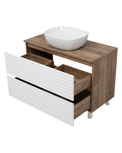 DAKOTA -100 Тумба напольная 2 ящ.  (ДСП (Дуб Гал/ Белый)