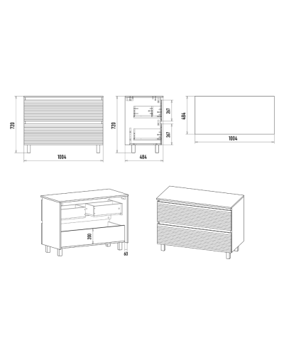DAKOTA -100 Тумба напольная 2 ящ.  (ДСП (Дуб Гал/ Белый)