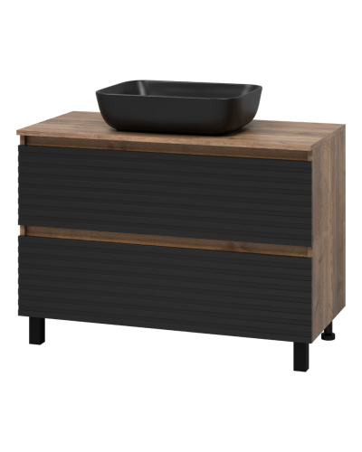 DAKOTA -100 Тумба напольная 2 ящ.  (ДСП (Дуб Гал. Черный кварц)