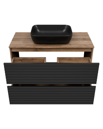 DAKOTA -100 Тумба напольная 2 ящ.  (ДСП (Дуб Гал. Черный кварц)