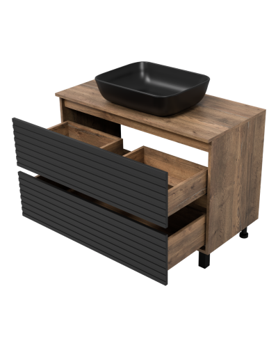 DAKOTA -100 Тумба напольная 2 ящ.  (ДСП (Дуб Гал. Черный кварц)