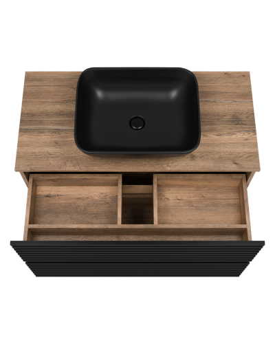 DAKOTA -100 Тумба напольная 2 ящ.  (ДСП (Дуб Гал. Черный кварц)