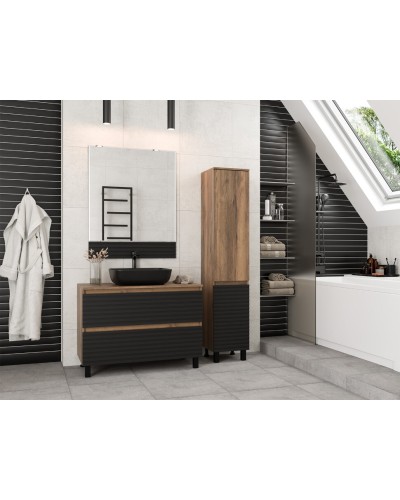 DAKOTA -100 Тумба напольная 2 ящ.  (ДСП (Дуб Гал. Черный кварц)