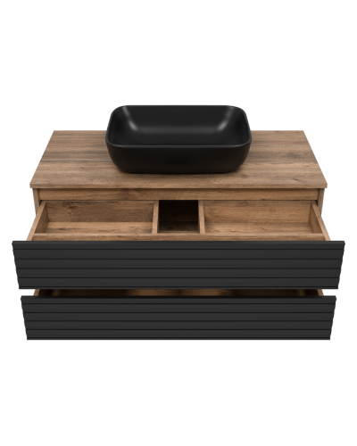 DAKOTA -100 Тумба подвесная 2 ящ.  (ДСП (Дуб Гал. Черный кварц)