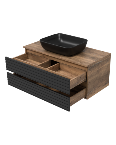 DAKOTA -100 Тумба подвесная 2 ящ.  (ДСП (Дуб Гал. Черный кварц)