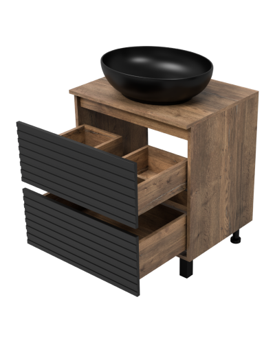 DAKOTA - 60 Тумба напольная 2 ящ.  (ДСП (Дуб Гал. Черный кварц)