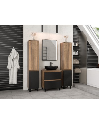 DAKOTA - 60 Тумба напольная 2 ящ.  (ДСП (Дуб Гал. Черный кварц)