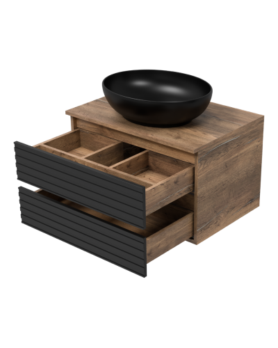 DAKOTA - 70 Тумба подвесная 2 ящ. (ДСП (Дуб Гал. Черный кварц)