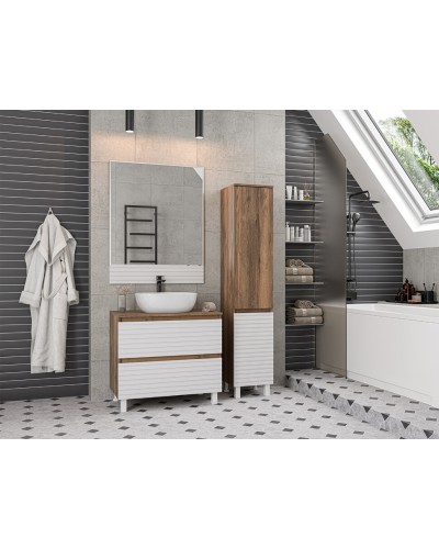 DAKOTA - 80 Тумба напольная 2 ящ.  (ДСП (Дуб Гал/ Белый)