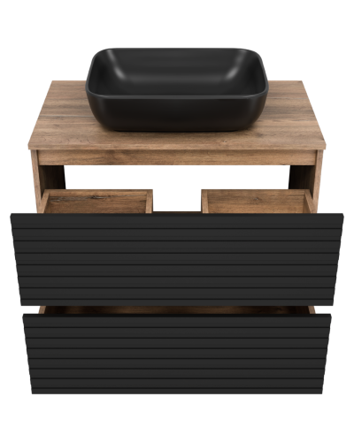 DAKOTA - 80 Тумба напольная 2 ящ.  (ДСП (Дуб Гал. Черный кварц)