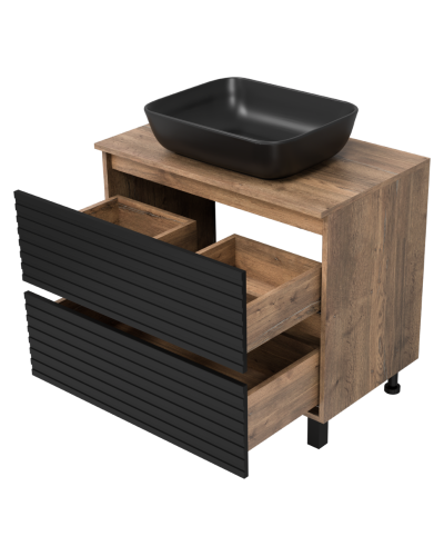 DAKOTA - 80 Тумба напольная 2 ящ.  (ДСП (Дуб Гал. Черный кварц)