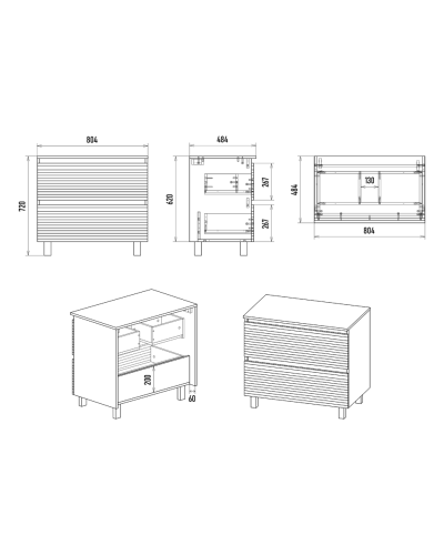 DAKOTA - 80 Тумба напольная 2 ящ.  (ДСП (Дуб Гал. Черный кварц)