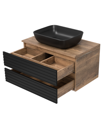 DAKOTA - 80 Тумба подвесная 2 ящ. (ДСП (Дуб Гал. Черный кварц)