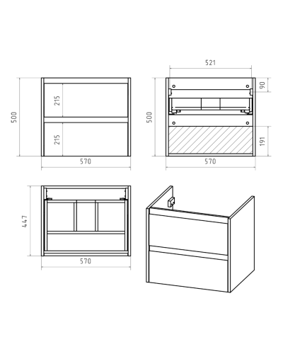 Dallas - 60 Тумба подвесная 2 ящ. ДСП (Дуб Галифакс)