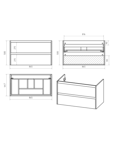 Dallas - 90 Тумба подвесная 2 ящ. ДСП (Дуб Галифакс)