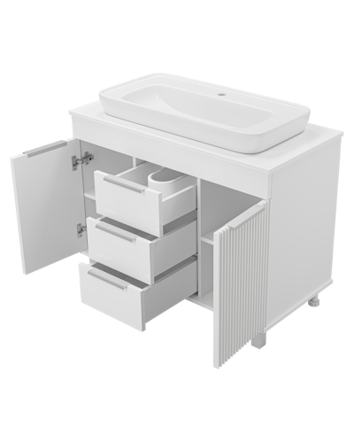 ENFIDA -100 Тумба напольная 3 ящ. белая мат. эмаль (Энфида)